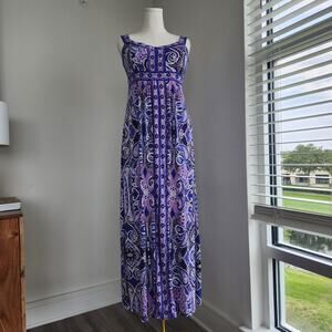 Y2K Apt 9 Blue Purple Floral Paisley Maxi Sun Dress M